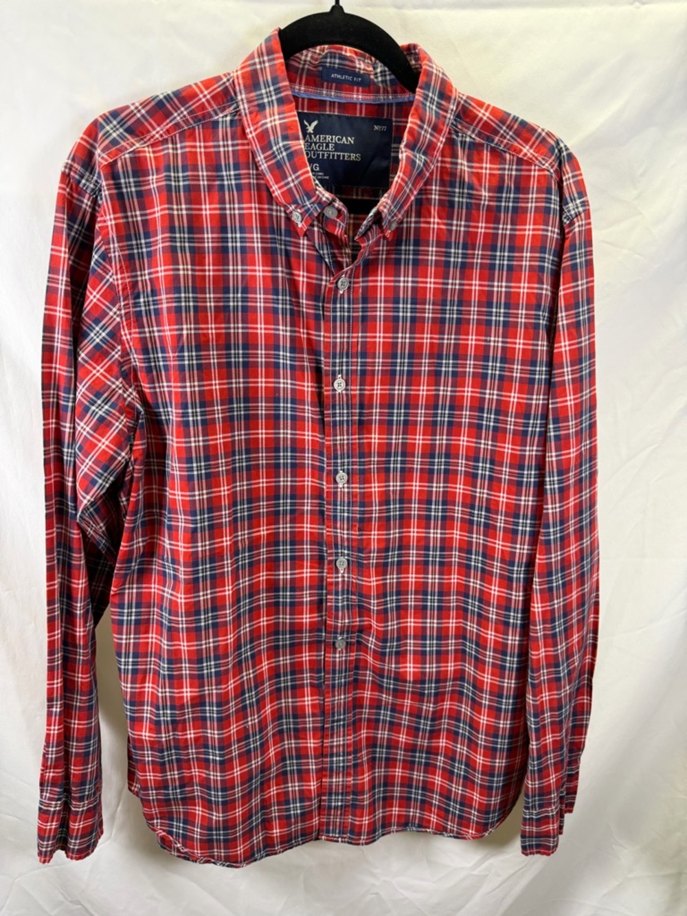 American Eagle Outfitters Mens Red Plaid Button Down Shirt Large